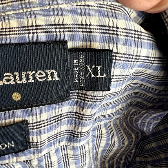 Ralph Lauren Blake Button Up Shirt Men Size XL Blue Plaid Business Career - Picture 4 of 9